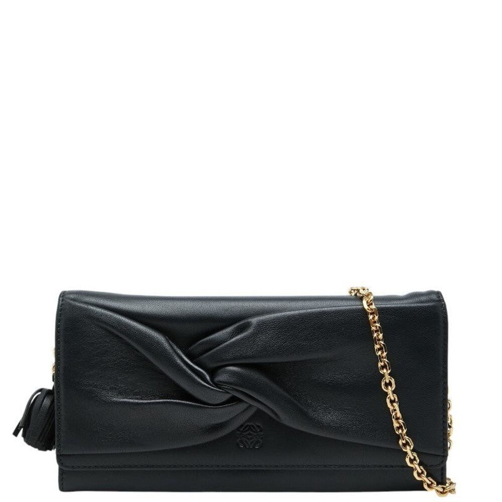 Loewe Anagram Leather Chain Wallet Black